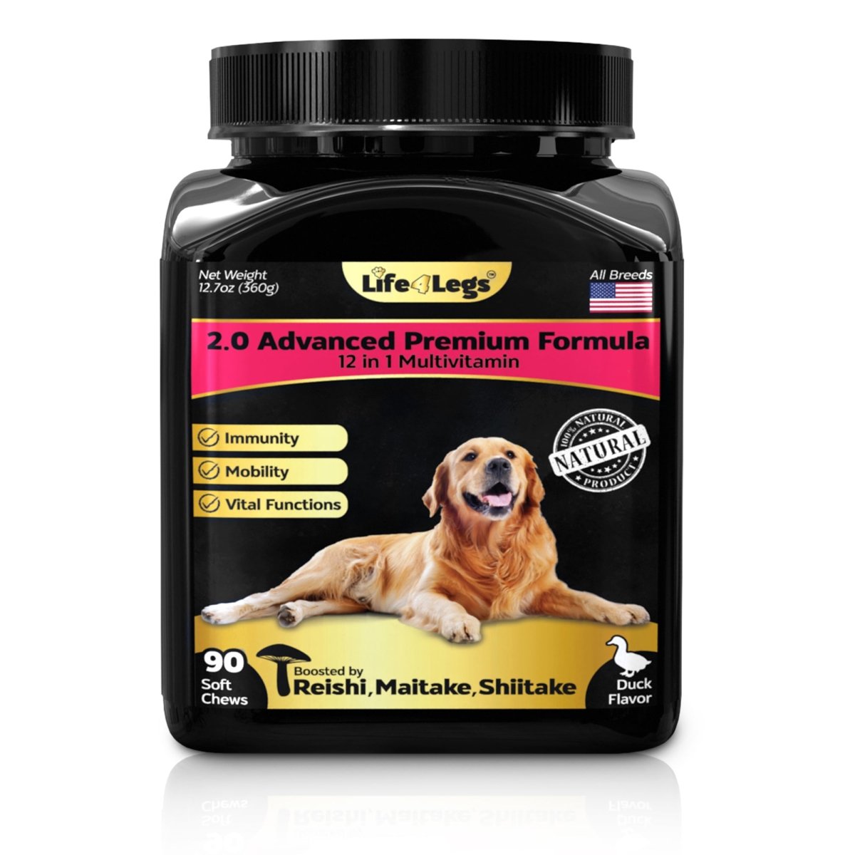 90 Soft Chewable Dog Vitamins & Supplements - Dog Multivitamin: Hip and Joint, Skin & Coat, Digestion & Immune System, Skin, Heart, Probiotics
